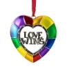 3" Faceted Heart Love Wins Pride Christmas Ornament with European Crystals