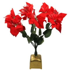 20" Fiber Optic Lighted Red Poinsettia Artificial Christmas Plant