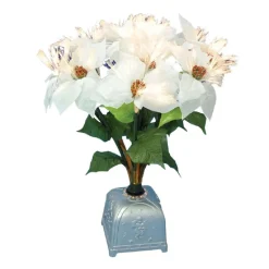 20" Fiber Optic Lighted White Poinsettia Artificial Christmas Plant