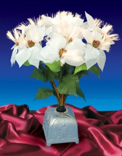 20" Fiber Optic Lighted White Poinsettia Artificial Christmas Plant