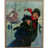 19" Fiber Optic Norman Rockwell 'Couple Ice Skating' Christmas Wall Art