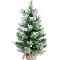 22" Flocked Pine Full Artificial Christmas Tree in Burlap Base - Unlit