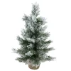 18" Flocked Pine Medium Artificial Christmas Tree in Burlap Base - Unlit