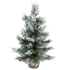 18" Flocked Pine Medium Artificial Christmas Tree in Burlap Base - Unlit