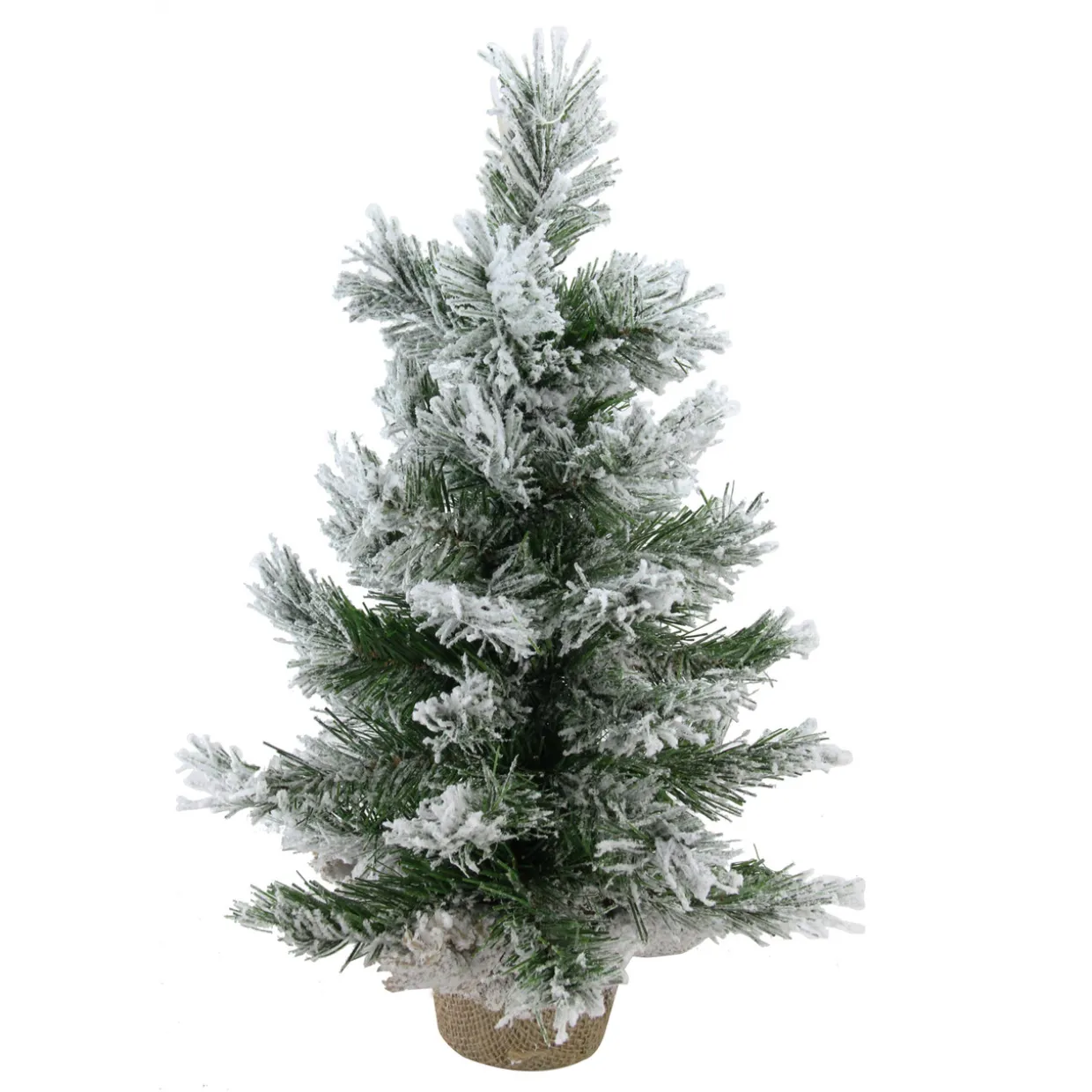 18" Flocked Pine Medium Artificial Christmas Tree in Burlap Base - Unlit