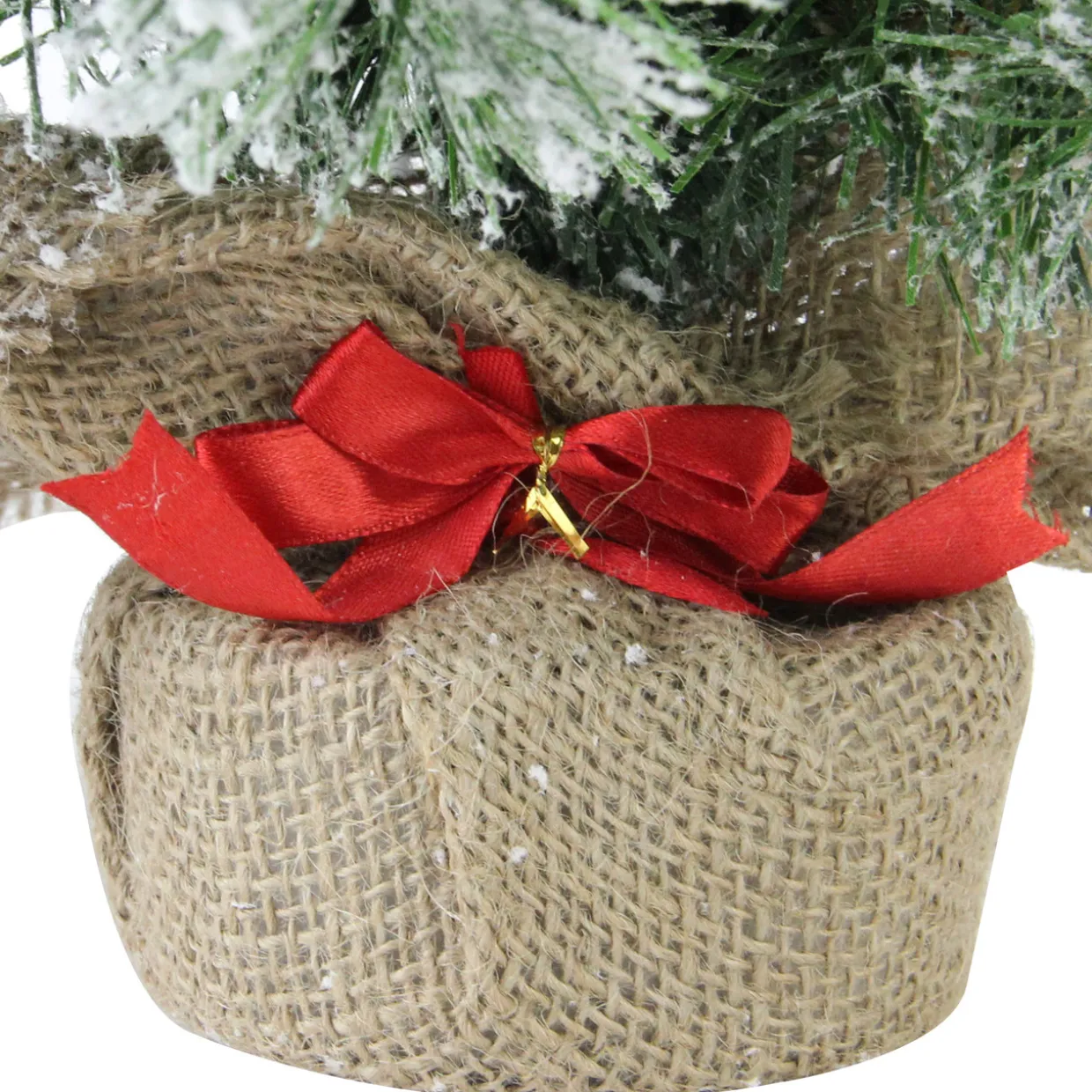 18" Flocked Pine Medium Artificial Christmas Tree in Burlap Base - Unlit