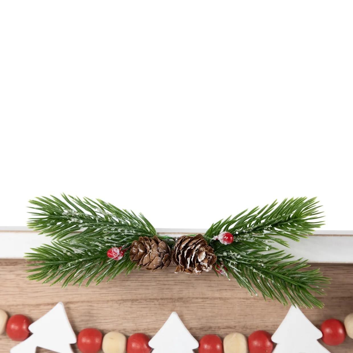 15.75" Framed Rustic "Merry Christmas" Beaded Wooden Wall Sign