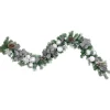 6' Frosted Pine Artificial Christmas Garland with Striped Bows and Ornaments