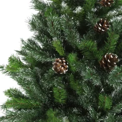 6.5' Full Snowy Delta Pine with Pine Cones Artificial Christmas Tree, Unlit