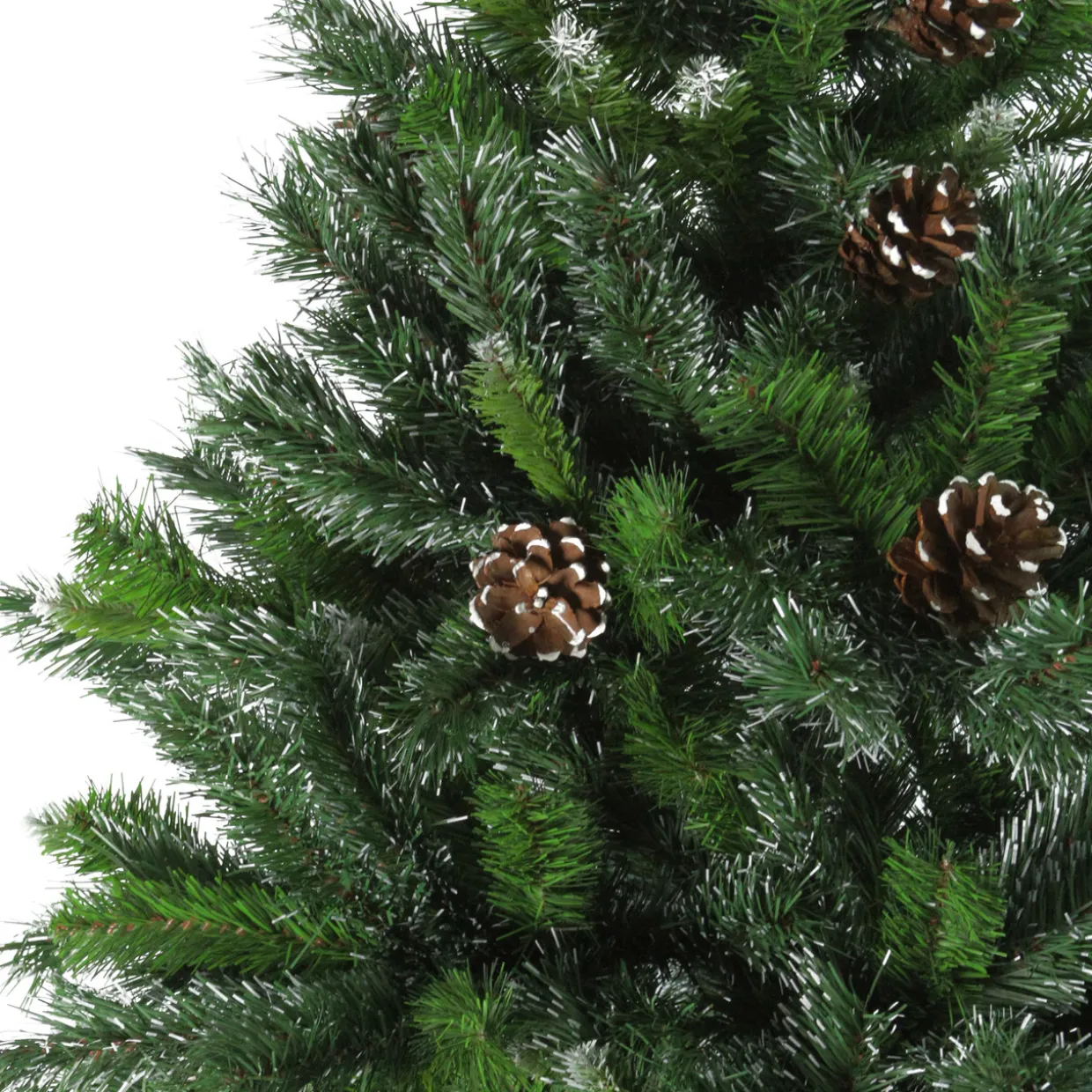 6.5' Full Snowy Delta Pine with Pine Cones Artificial Christmas Tree, Unlit