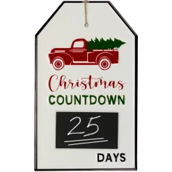 13" Gift Tag Shaped Christmas Countdown Chalkboard Wall Decor