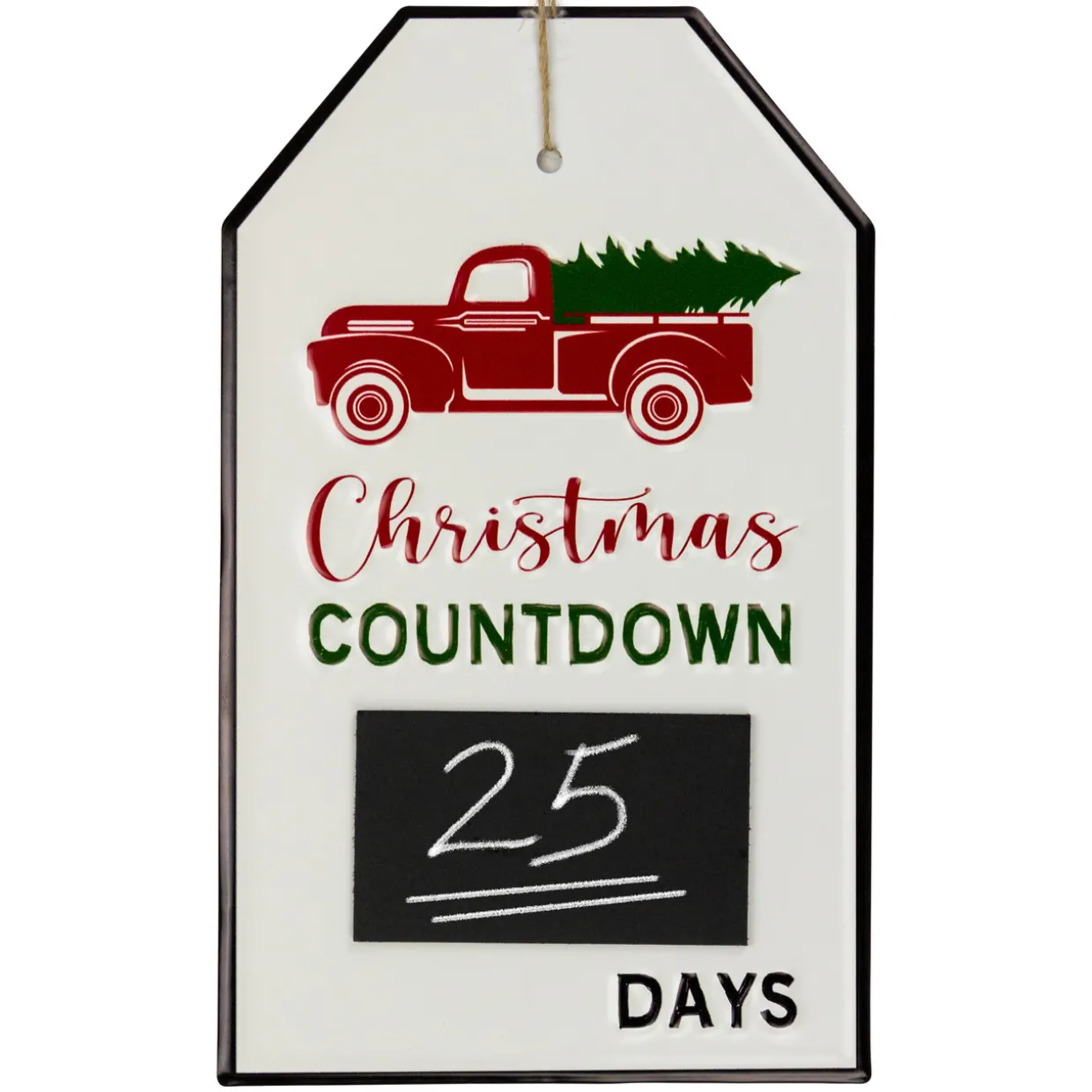 13" Gift Tag Shaped Christmas Countdown Chalkboard Wall Decor