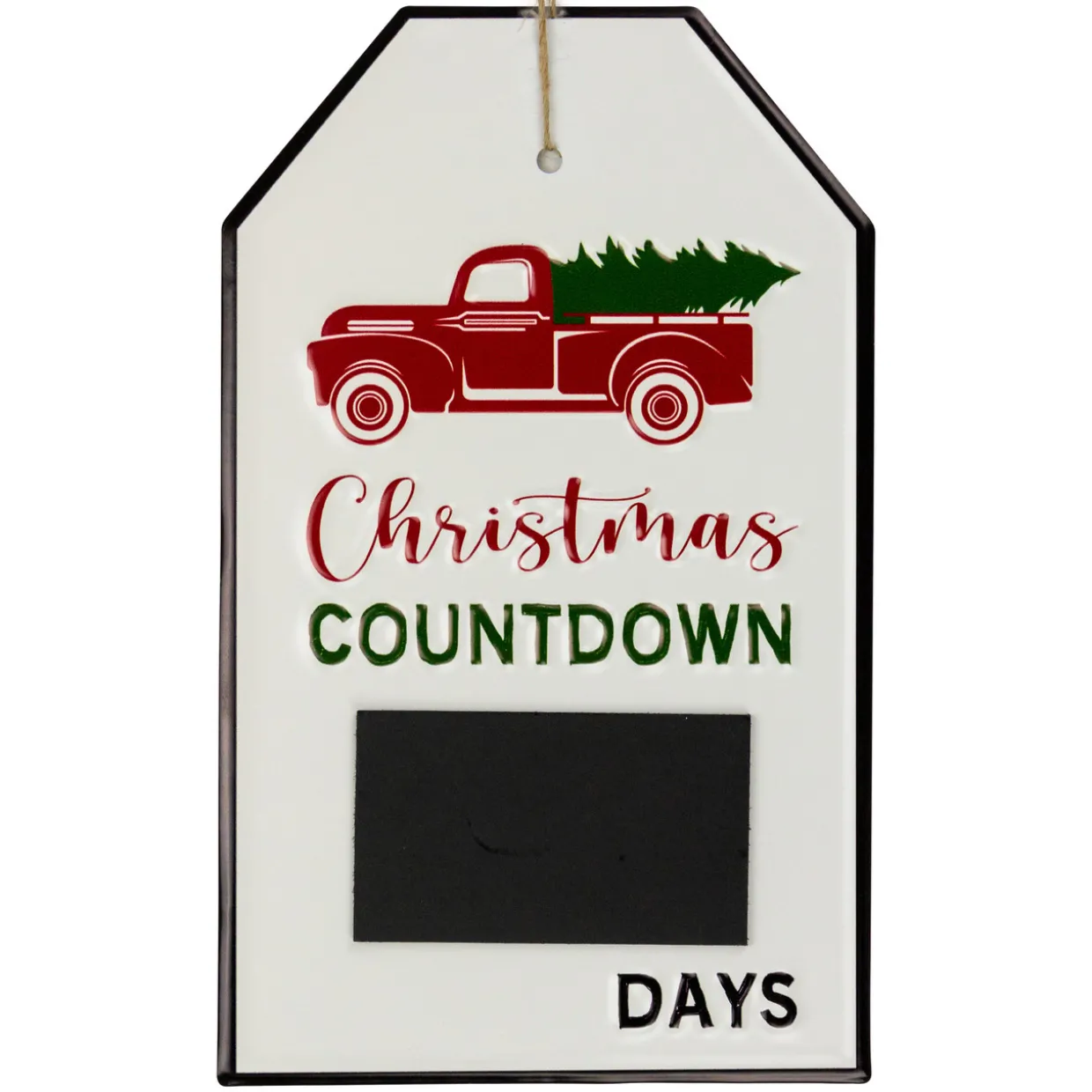 13" Gift Tag Shaped Christmas Countdown Chalkboard Wall Decor