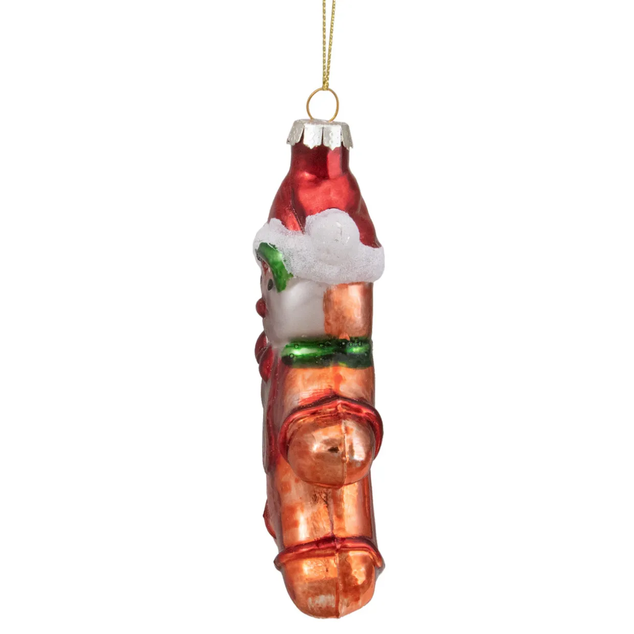 5" Gingerbread Man with Santa Hat Hanging Glass Christmas Ornament