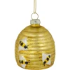 2.75" Glittered Beehive Glass Christmas Ornament
