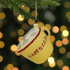 4" Glittered Cappucino Glass Christmas Ornament