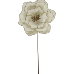 24" Glittered Cream Magnolia Christmas Stem Spray