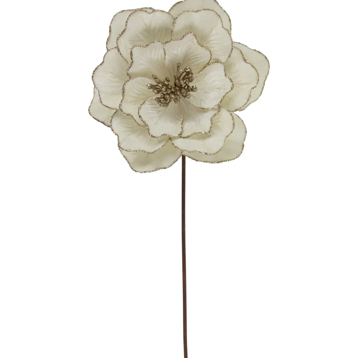 24" Glittered Cream Magnolia Christmas Stem Spray