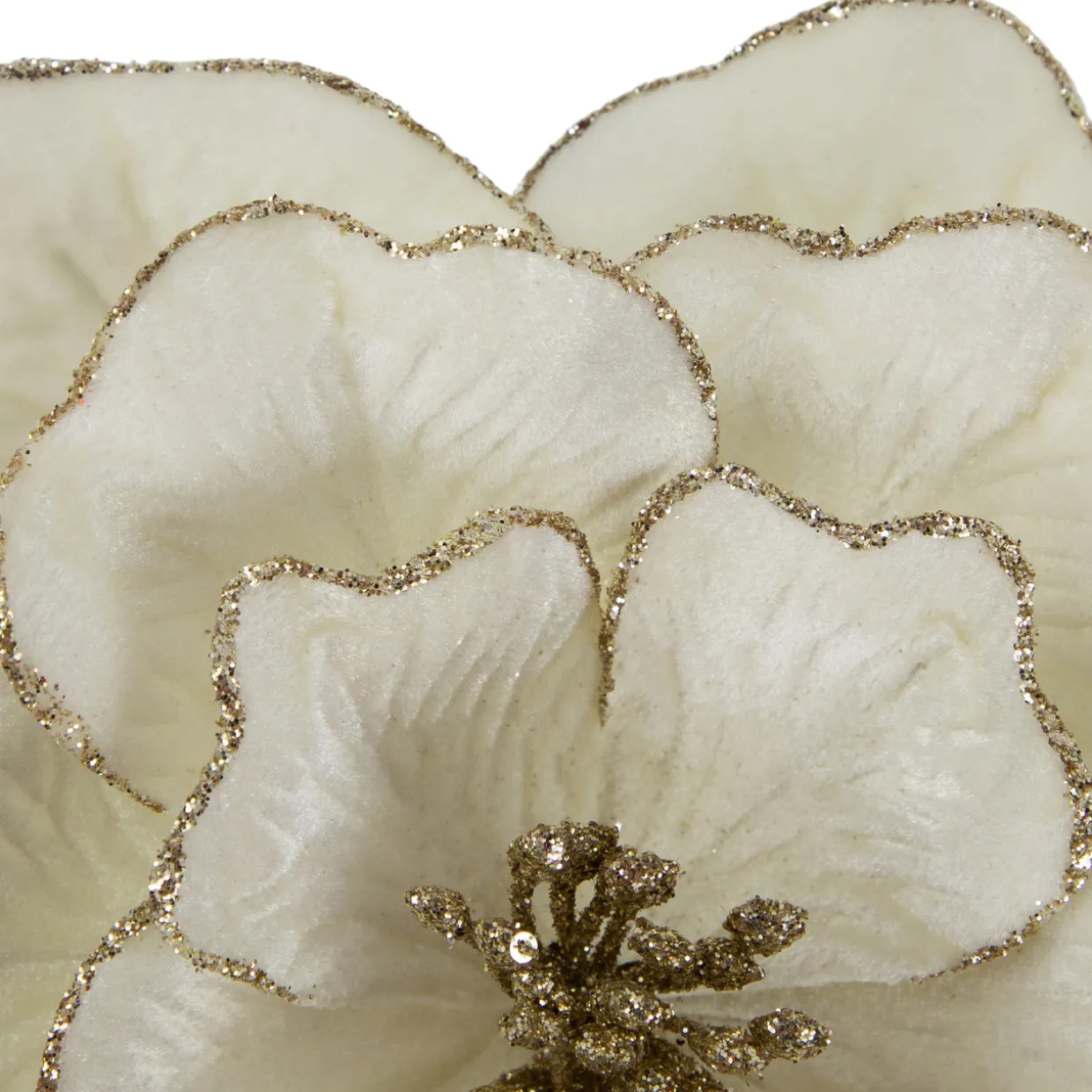 24" Glittered Cream Magnolia Christmas Stem Spray