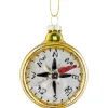 2.5" Glittered Gold Compass Glass Christmas Ornament