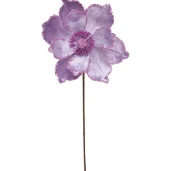 24" Glittered Lavender Magnolia Christmas Stem Spray