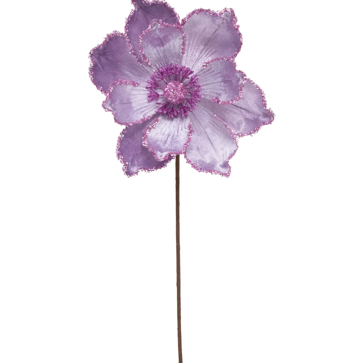 24" Glittered Lavender Magnolia Christmas Stem Spray