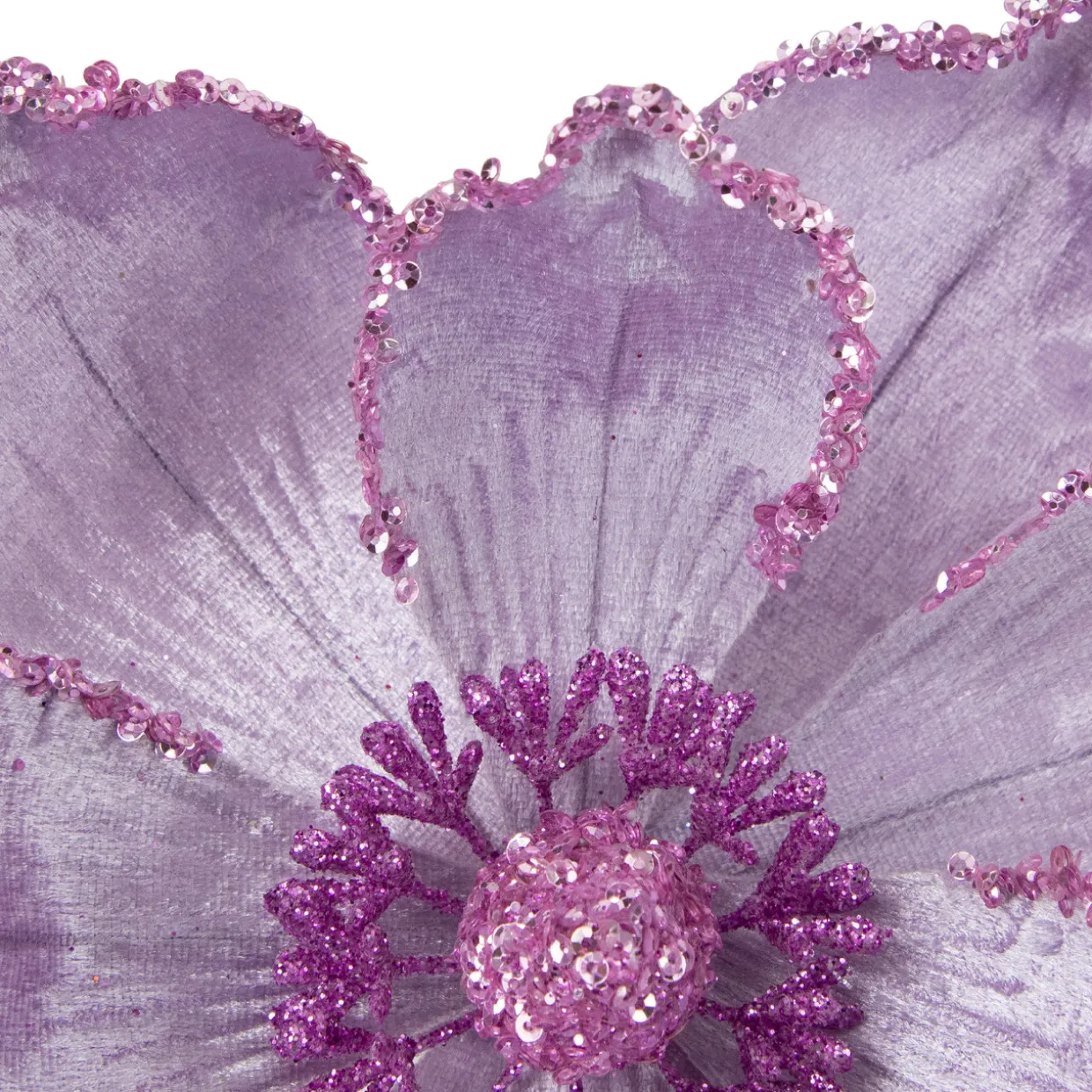 24" Glittered Lavender Magnolia Christmas Stem Spray