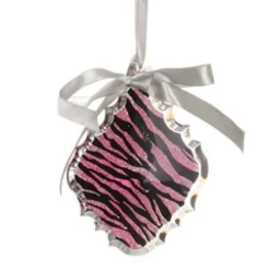 5.5" Glittered Magenta Pink Zebra Print Teardrop Prism Christmas Ornament