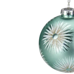 4" Glittered Mint Green Starburst Glass Christmas Ball Ornament
