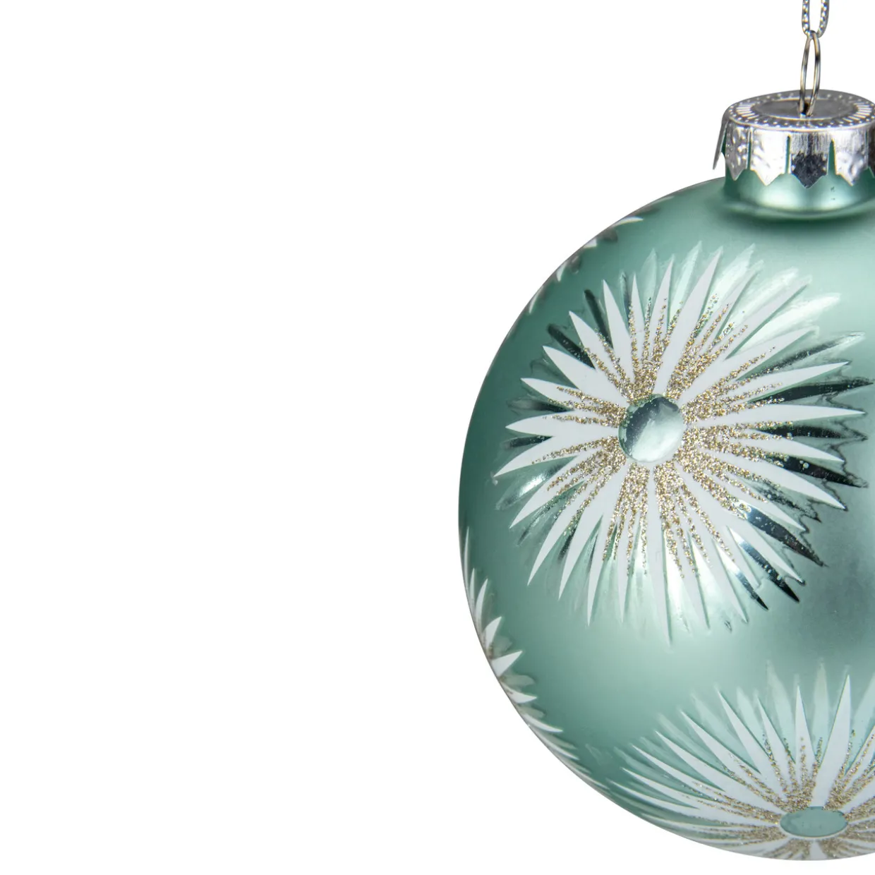 4" Glittered Mint Green Starburst Glass Christmas Ball Ornament