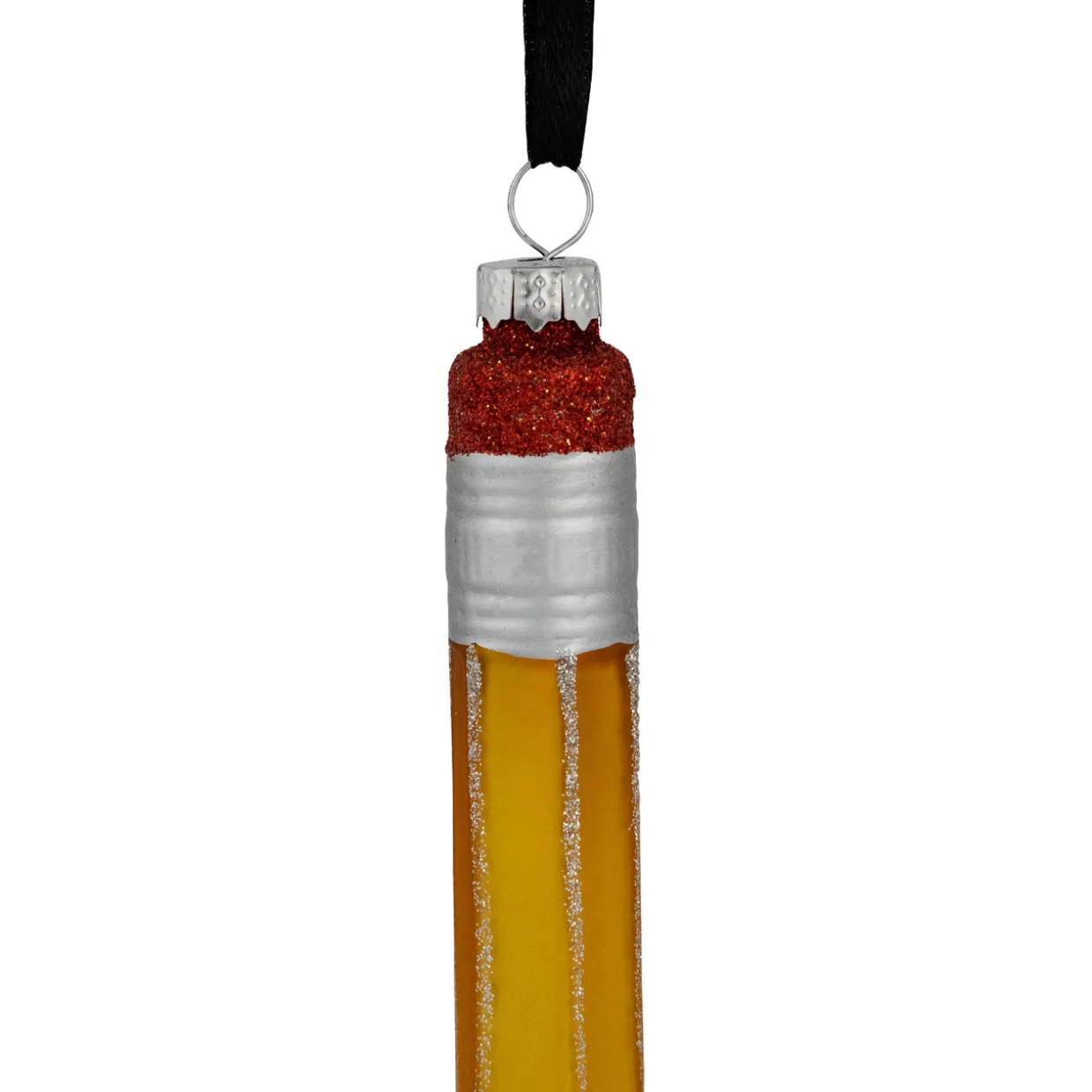 5.75" Glittered Pencil Glass Christmas Ornament