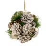 5.5" Glittered Pine Needle and Pinecone Hanging Christmas Ball Ornament