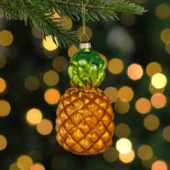 4.75" Glittered Pineapple Glass Christmas Hanging Ornament