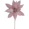 24" Glittered Pink Poinsettia Christmas Stem Spray