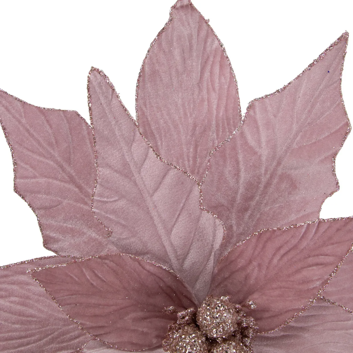 24" Glittered Pink Poinsettia Christmas Stem Spray