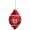 5.25" Glittered Red and White Snowflake Glass Finial Christmas Ornament