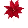 24" Glittered Red Poinsettia Christmas Stem Spray
