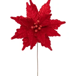 24" Glittered Red Poinsettia Christmas Stem Spray