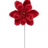 20" Glittered Red Velvet Magnolia Christmas Stem Spray