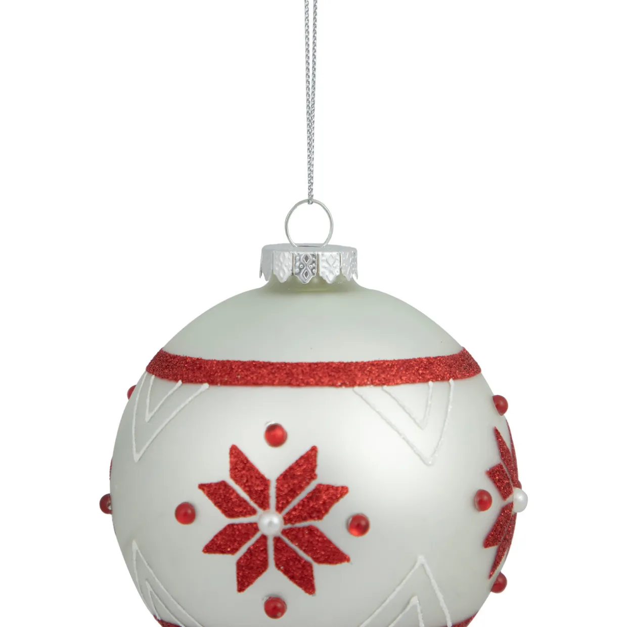 4" Glittered Snowflake Glass Christmas Ball Ornament