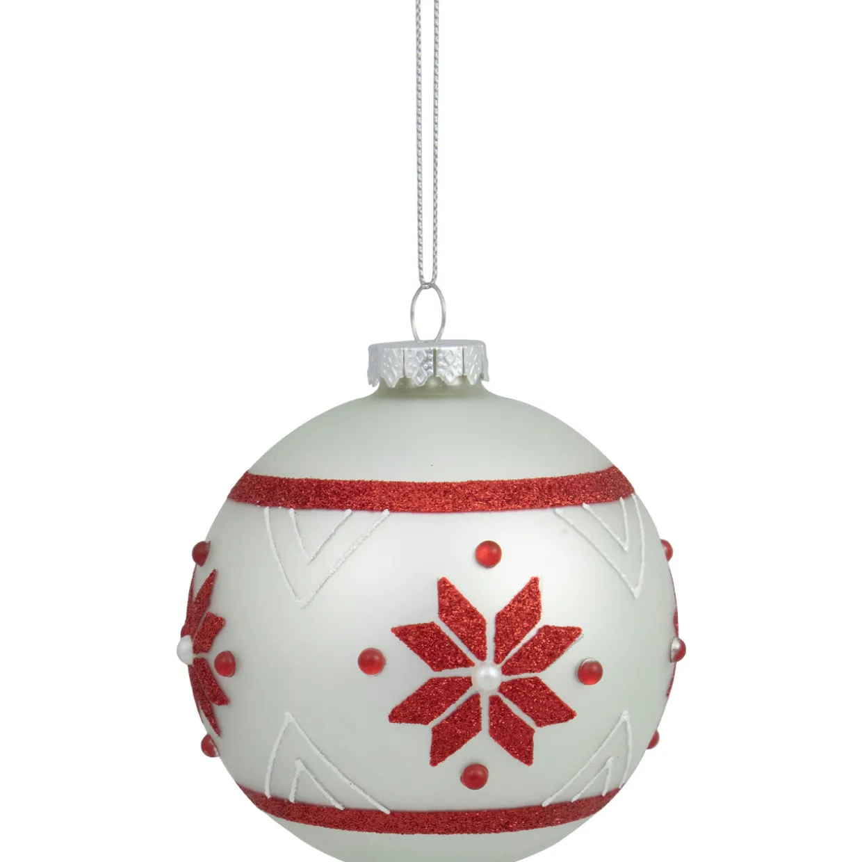 4" Glittered Snowflake Glass Christmas Ball Ornament