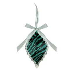 5.75" Glittered Teal Zebra Print Diamond Prism Christmas Ornament