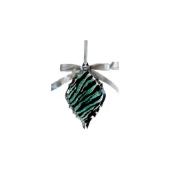 5.75" Glittered Teal Zebra Print Diamond Prism Christmas Ornament