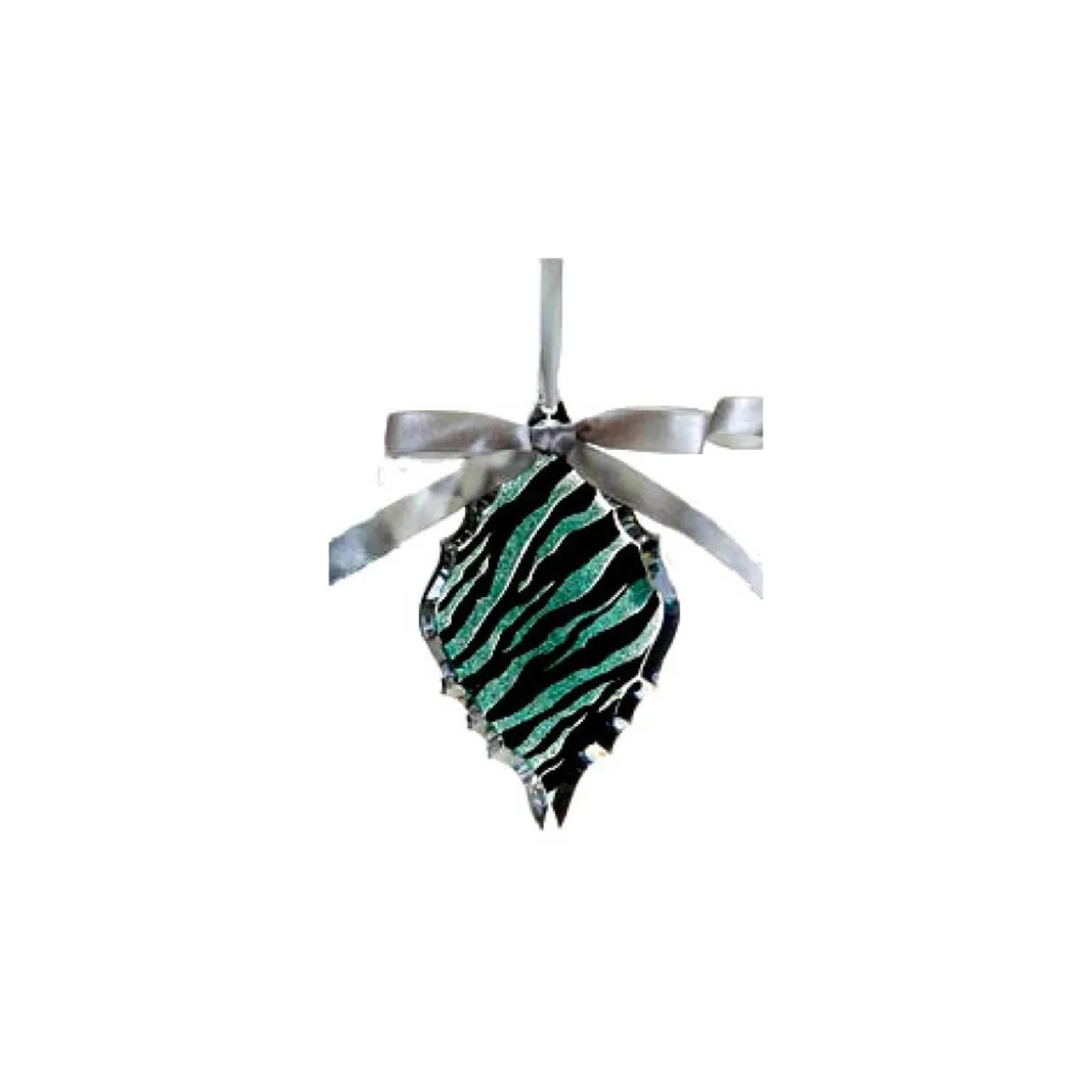 5.75" Glittered Teal Zebra Print Diamond Prism Christmas Ornament