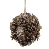 5" Glittery Copper Round Pine Cone and Leaves Hanging Christmas Ornament
