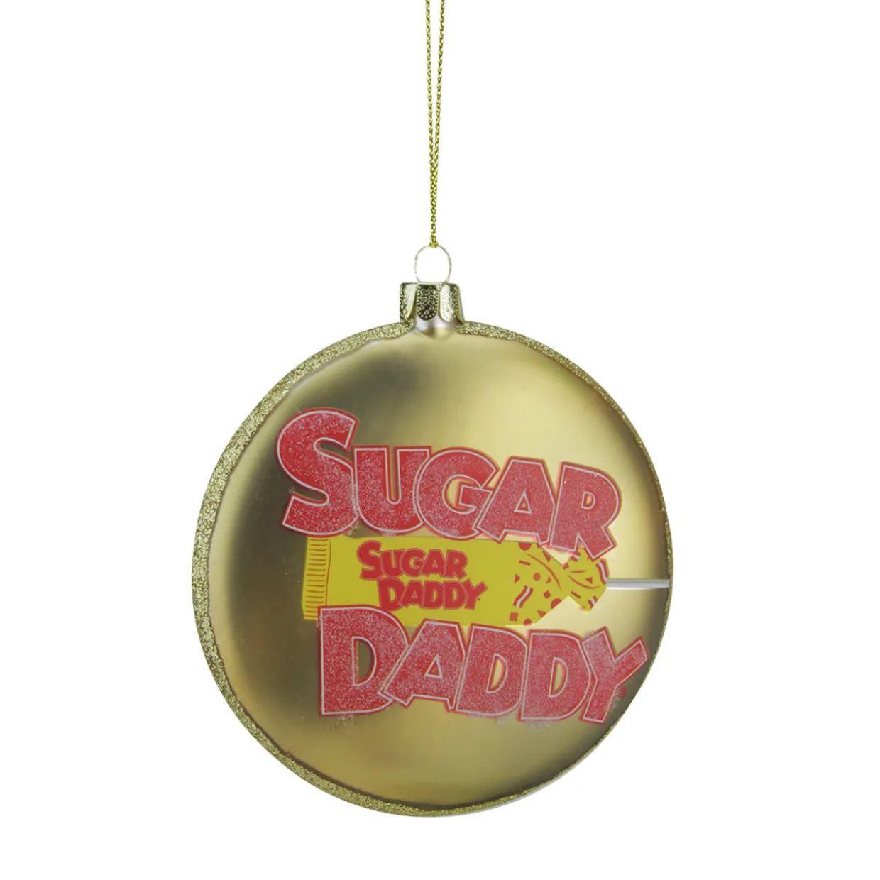 4" Gold and Red "Sugar Daddy" Milk Caramel Lollipop Christmas Disc Ornament