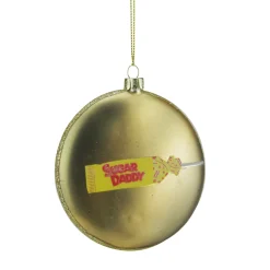 4" Gold and Red "Sugar Daddy" Milk Caramel Lollipop Christmas Disc Ornament