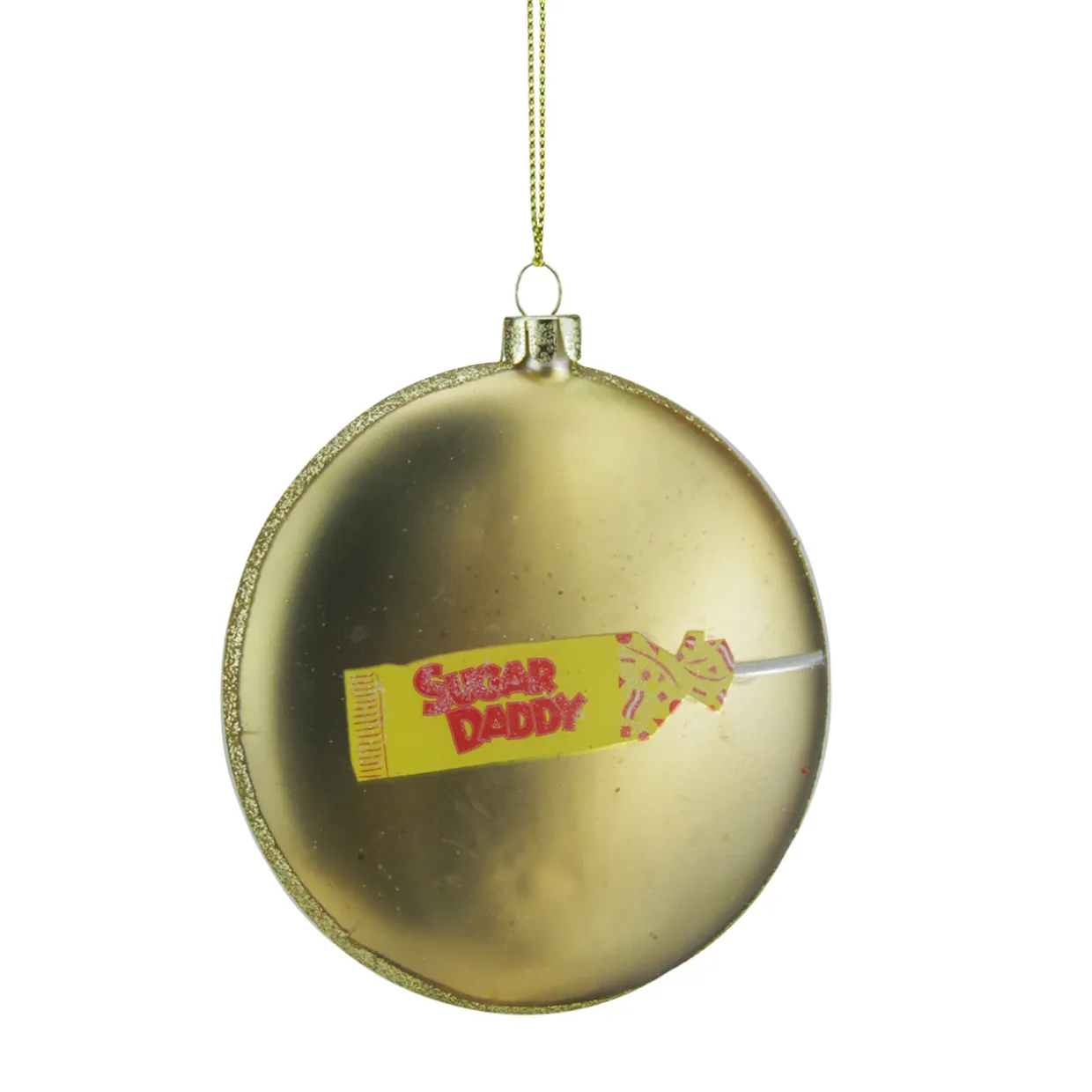 4" Gold and Red "Sugar Daddy" Milk Caramel Lollipop Christmas Disc Ornament