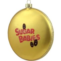 4" Gold and Red Tootsie Roll Sugar Babies Caramel Candies Disc Christmas Ornament