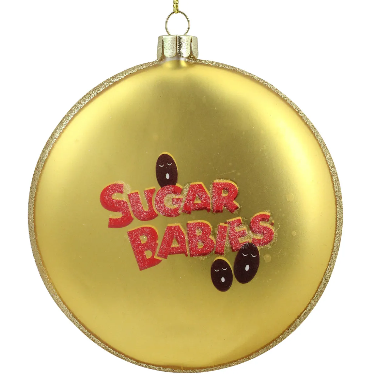 4" Gold and Red Tootsie Roll Sugar Babies Caramel Candies Disc Christmas Ornament